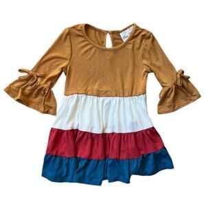 NEW Rare Editions Colorblock Dress Fall Colors Rayon Spandex Girl's Size 2T